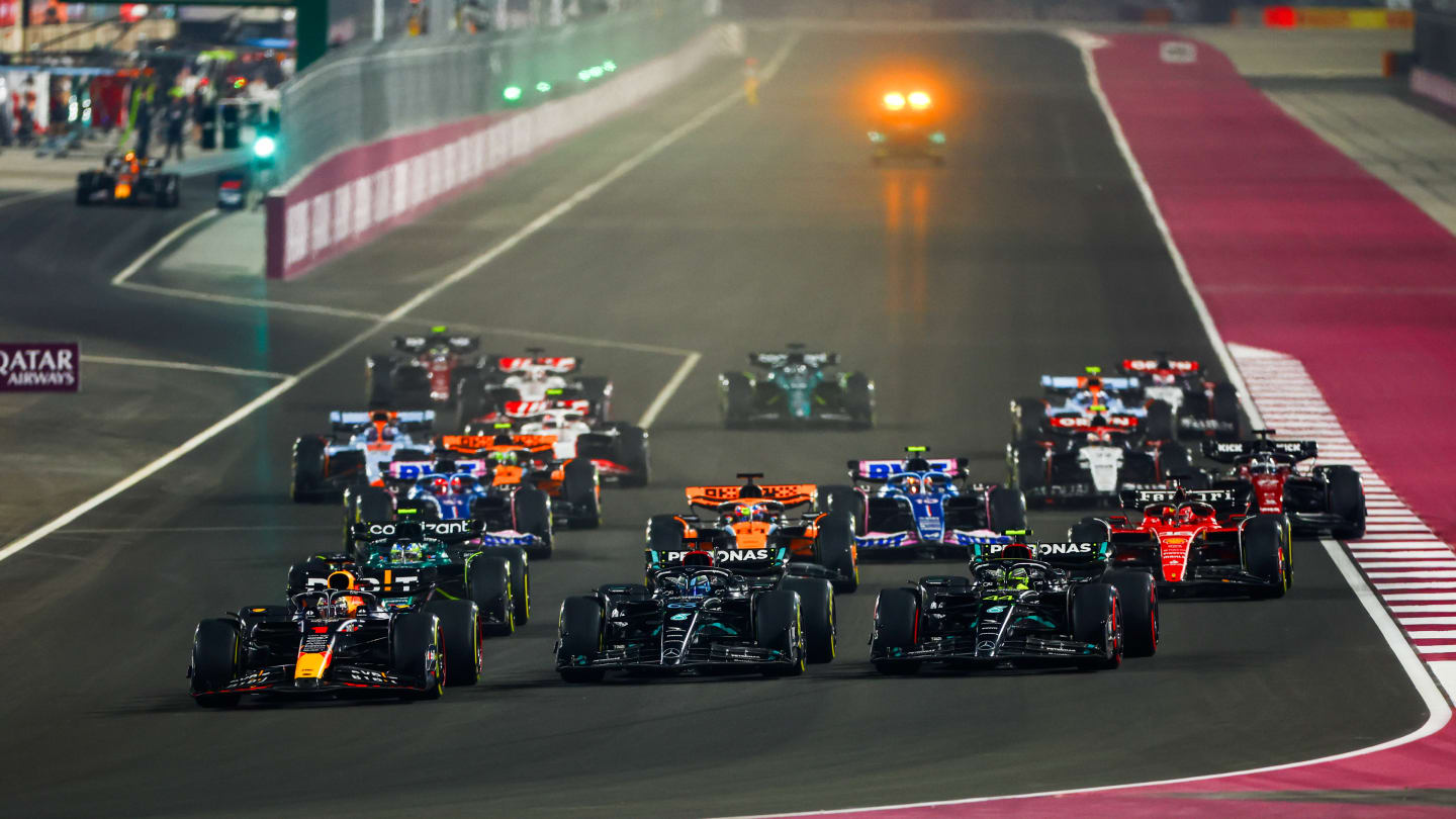 LUSAIL CITY, QATAR - OCTOBER 08: Max Verstappen of the Netherlands driving the (1) Oracle Red Bull