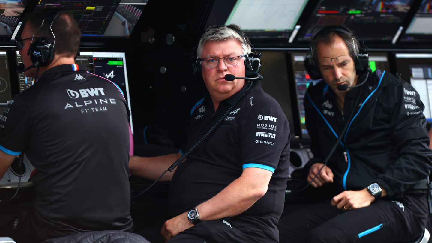 BARCELONA, SPAIN - JUNE 03: Otmar Szafnauer, Team Principal of Alpine F1 looks on from the pitwall