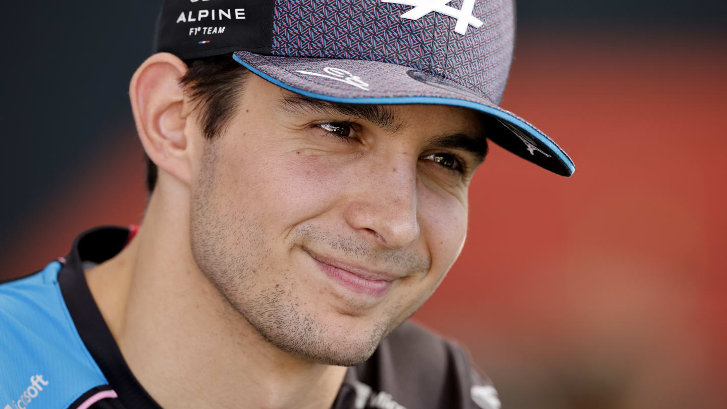 AUSTIN, TEXAS - OCTOBER 19: Esteban Ocon of France and Alpine F1 talks to the media in the Paddock