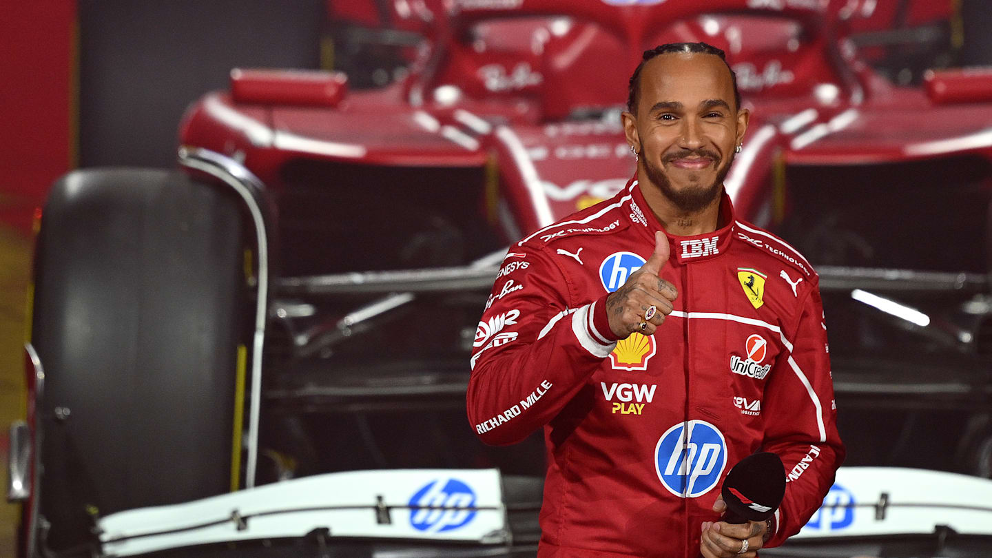 LONDON, ENGLAND - FEBRUARY 18: Lewis Hamilton of Great Britain and Scuderia Ferrari looks on during