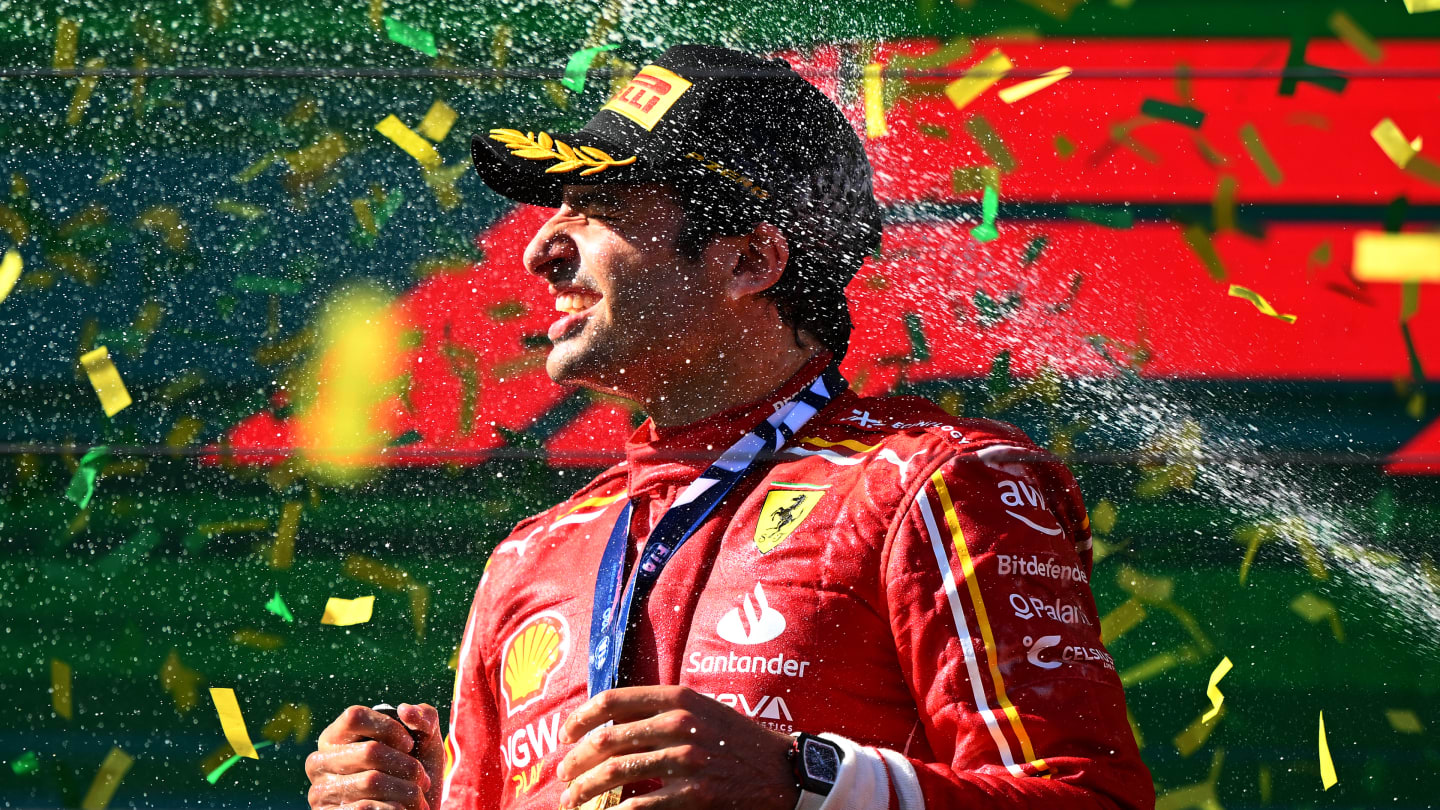 MELBOURNE, AUSTRALIA - MARCH 24: Carlos Sainz of Spain driving (55) the Ferrari SF-24 on track