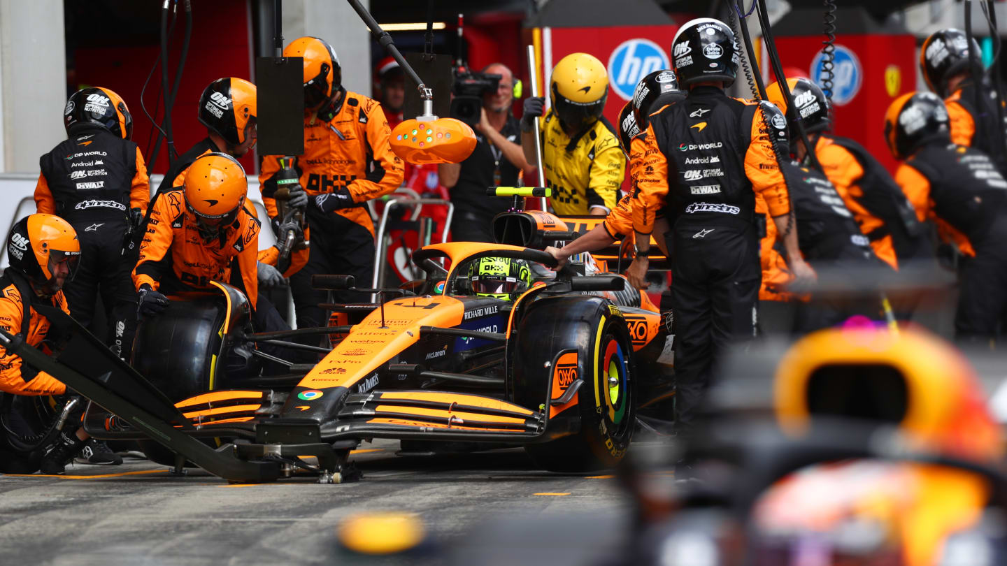 SPIELBERG, AUSTRIA - JUNE 30: Lando Norris of Great Britain driving the (4) McLaren MCL38 Mercedes