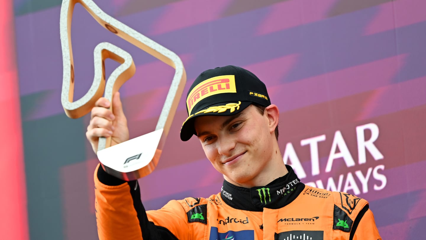 SPIELBERG, AUSTRIA - JUNE 30: Second placed Oscar Piastri of Australia and McLaren celebrates on