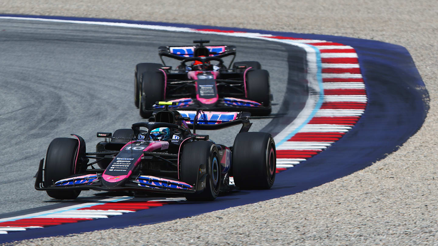 SPIELBERG, AUSTRIA - JUNE 30: Pierre Gasly of France driving the (10) Alpine F1 A524 Renault leads