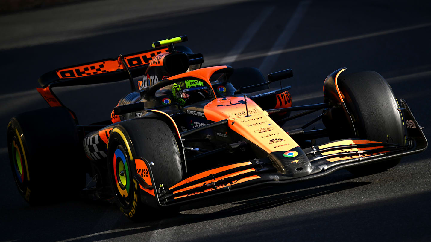 BAKU, AZERBAIJAN - SEPTEMBER 15: Lando Norris of Great Britain driving the (4) McLaren MCL38