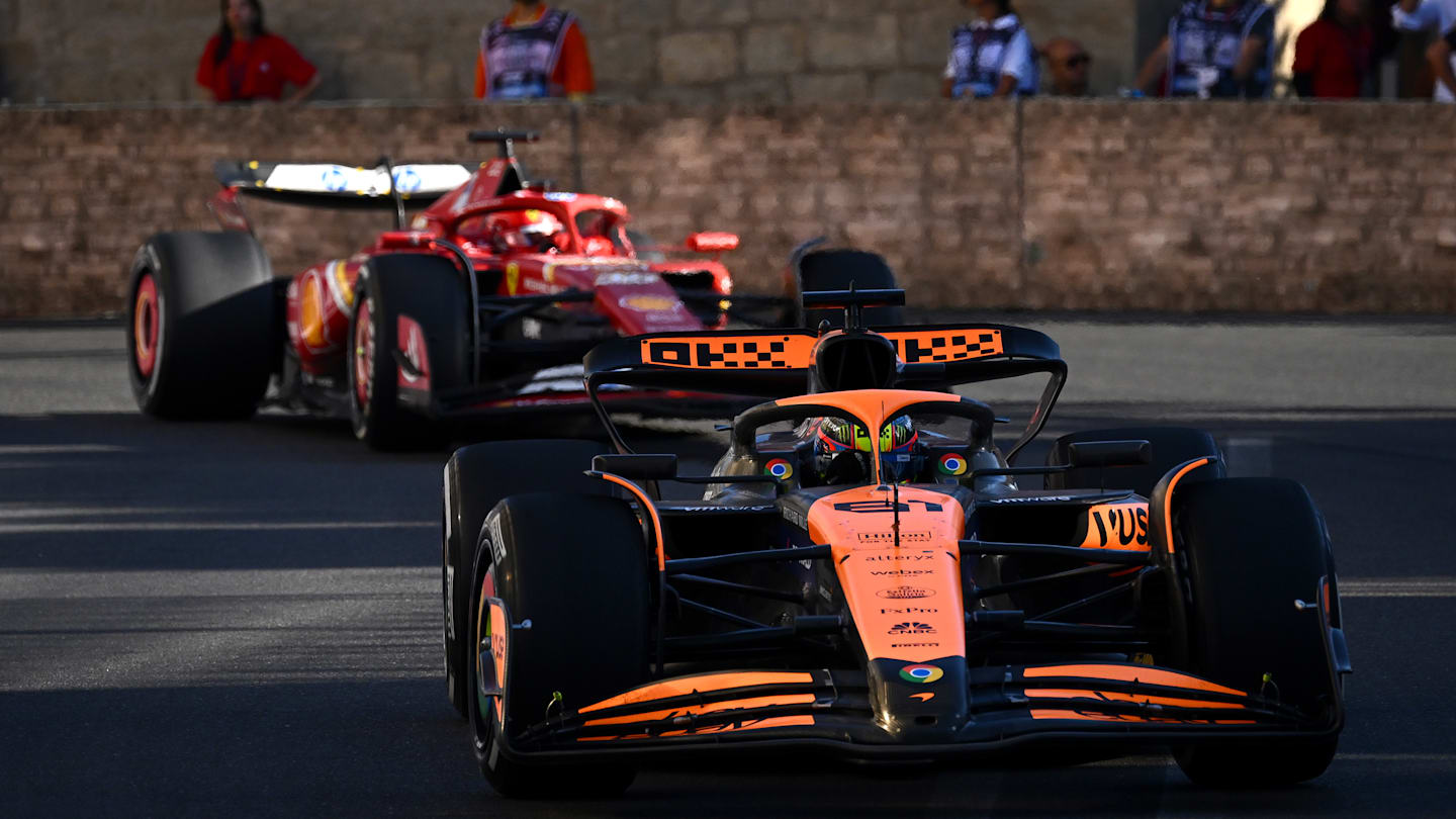 BAKU, AZERBAIJAN - SEPTEMBER 15: Oscar Piastri of Australia driving the (81) McLaren MCL38 Mercedes