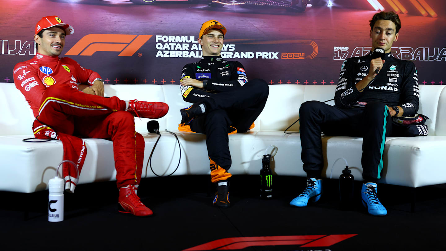 BAKU, AZERBAIJAN - SEPTEMBER 15: Race winner Oscar Piastri of Australia and McLaren, Second placed