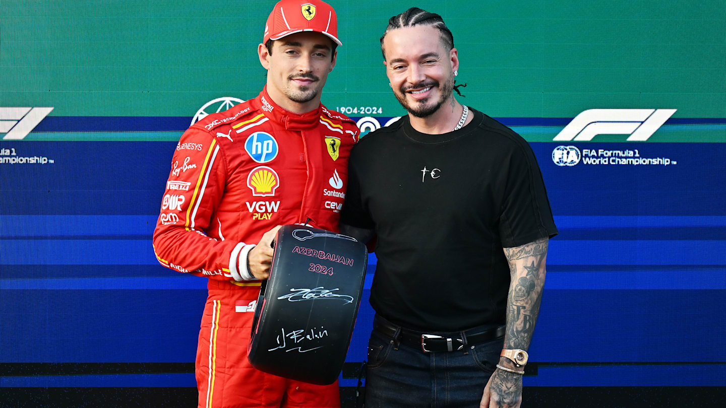 BAKU, AZERBAIJAN - SEPTEMBER 14: Pole position qualifier Charles Leclerc of Monaco and Ferrari is