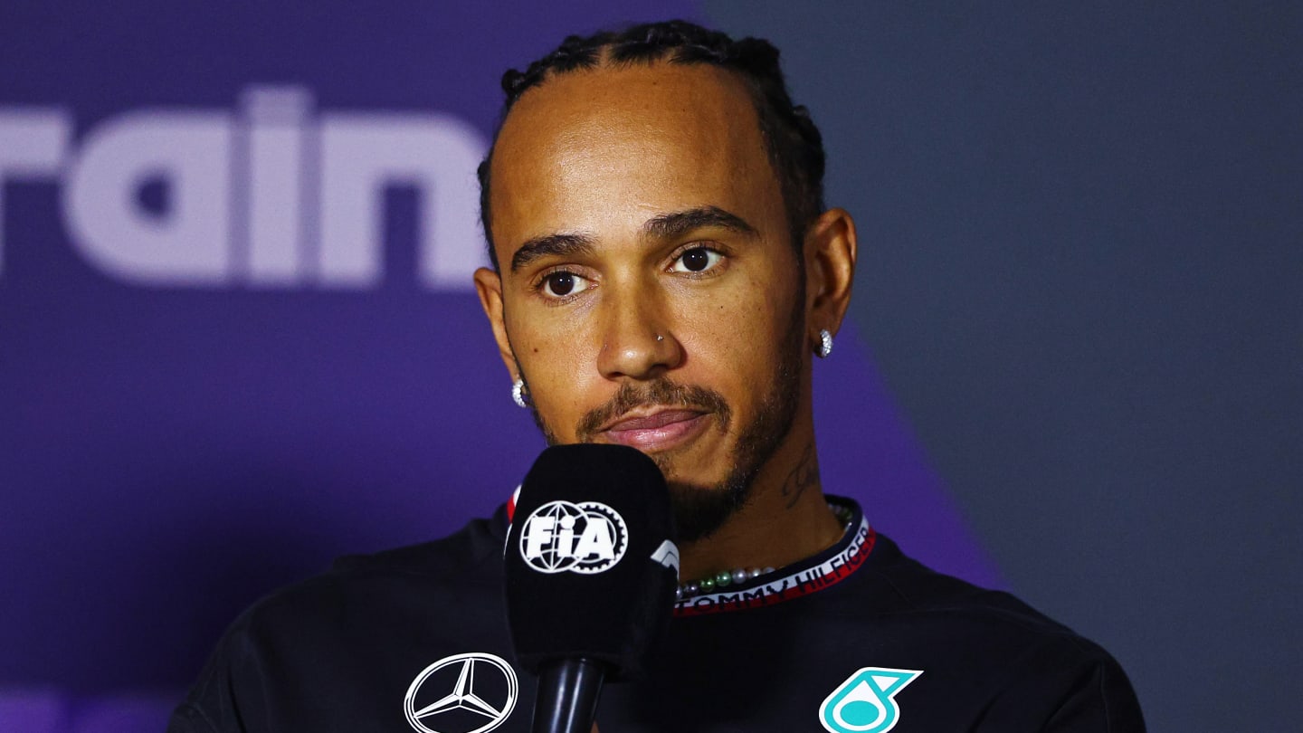 BAHRAIN, BAHRAIN - FEBRUARY 28: Lewis Hamilton of Great Britain and Mercedes attends the Drivers