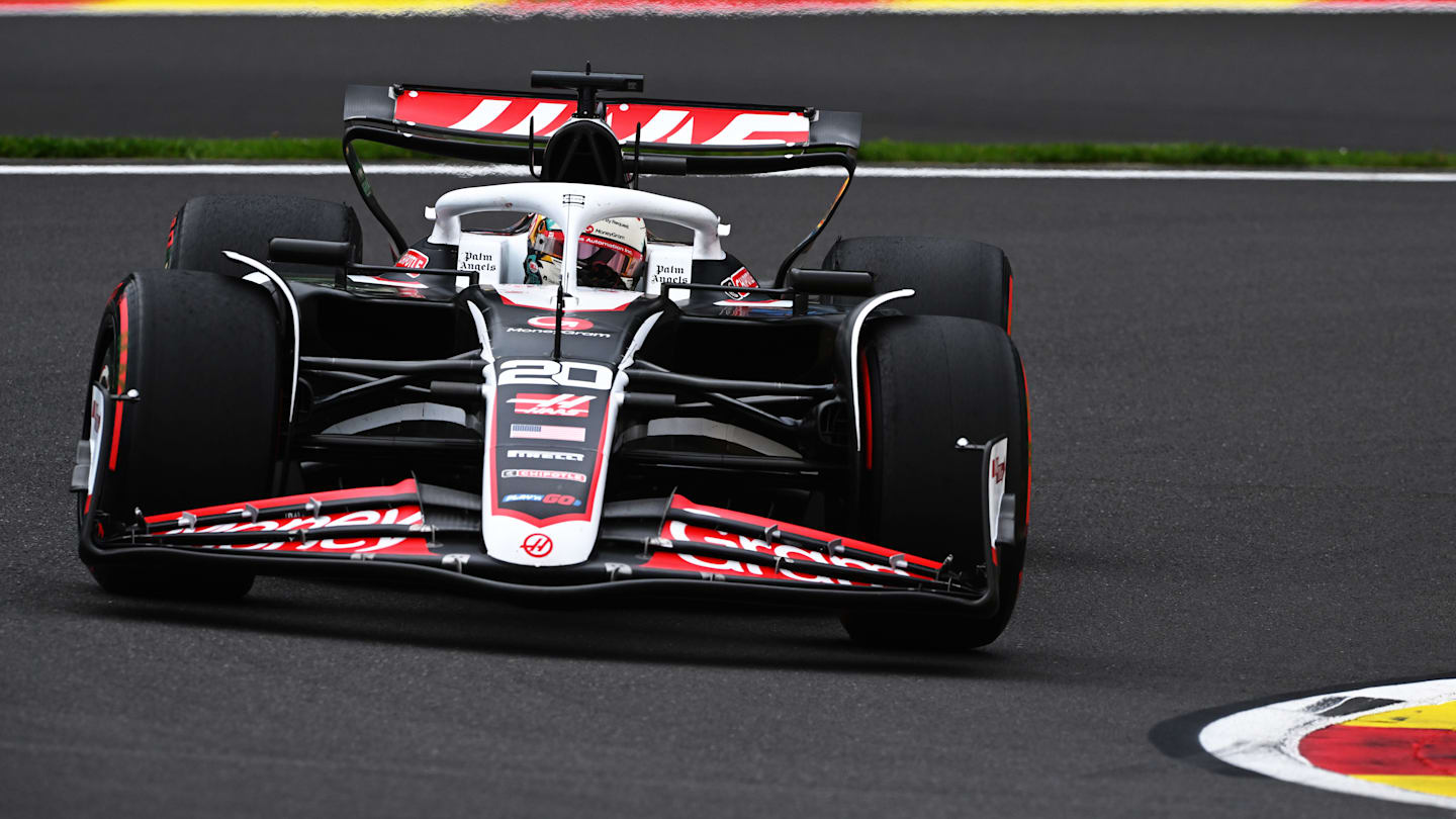 SPA, BELGIUM - JULY 26: Kevin Magnussen of Denmark driving the (20) Haas F1 VF-24 Ferrari on track