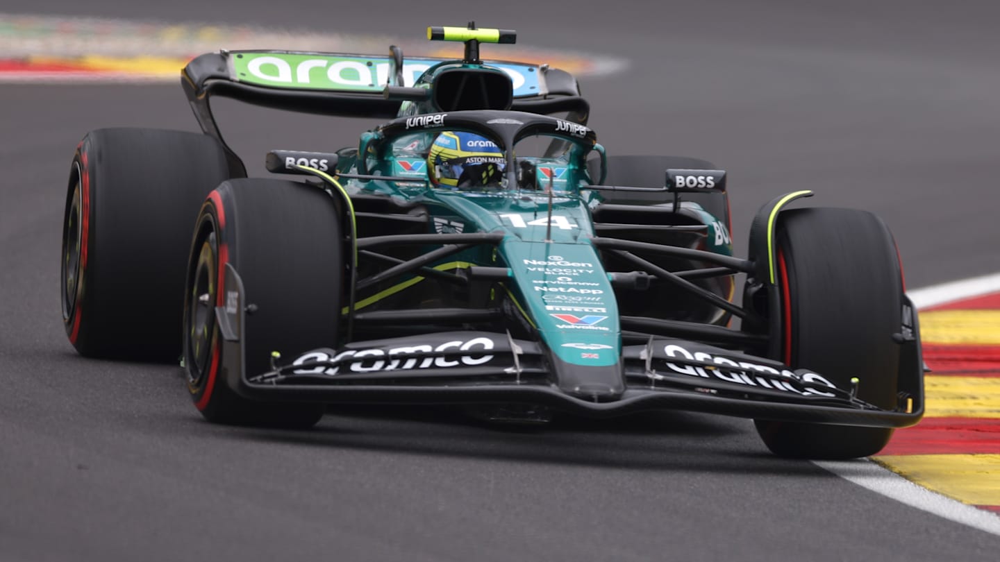 SPA, BELGIUM - JULY 26: Fernando Alonso of Spain driving the (14) Aston Martin AMR24 Mercedes on