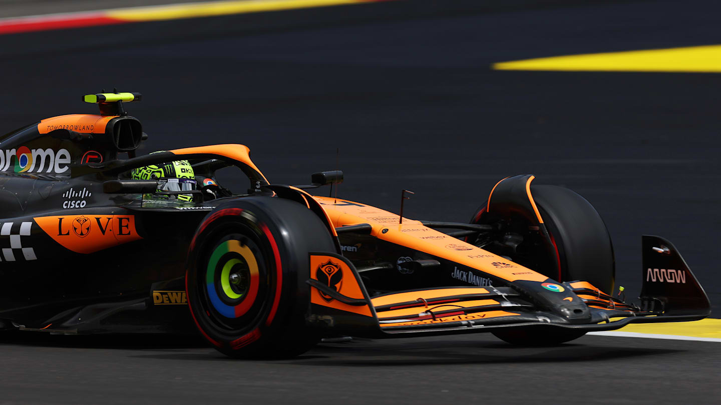 SPA, BELGIUM - JULY 26: Lando Norris of Great Britain driving the (4) McLaren MCL38 Mercedes on