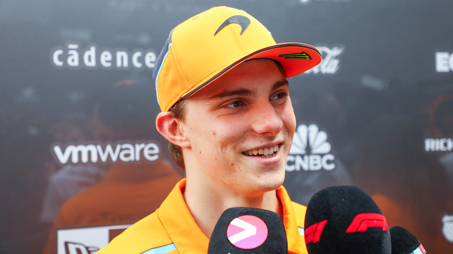 SPA, BELGIUM - JULY 25: Oscar Piastri of McLaren and Australia talks to the press during previews