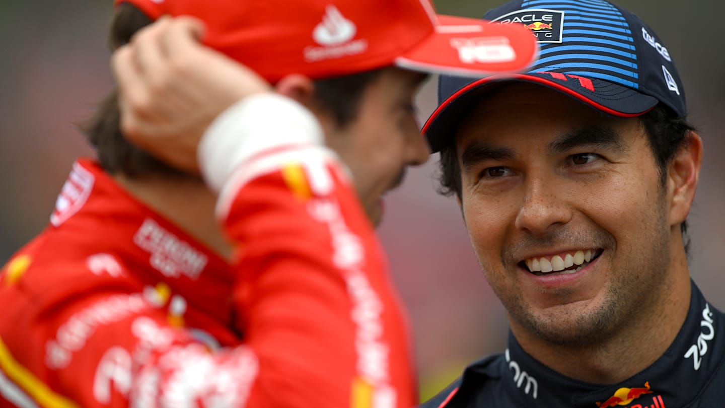 SPA, BELGIUM - JULY 27: Third placed qualifier Sergio Perez of Mexico and Oracle Red Bull Racing