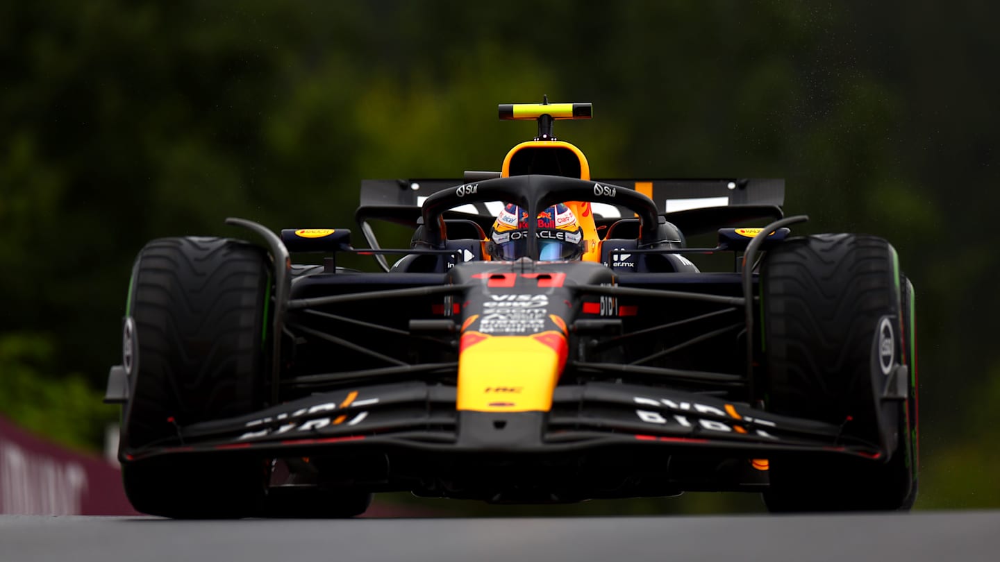 SPA, BELGIUM - JULY 27: Sergio Perez of Mexico driving the (11) Oracle Red Bull Racing RB20 on