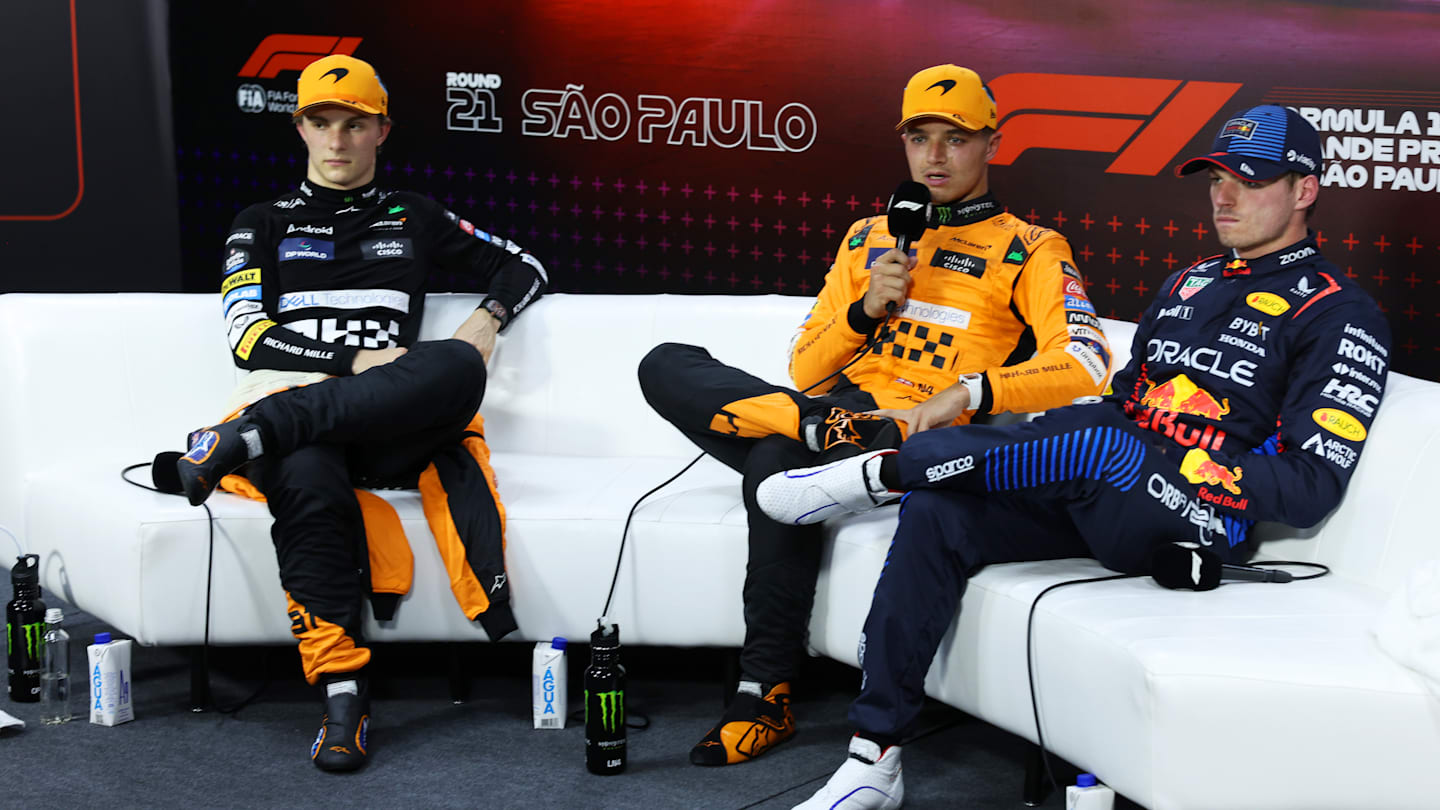 SAO PAULO, BRAZIL - NOVEMBER 02: Sprint winner Lando Norris of Great Britain and McLaren, Second