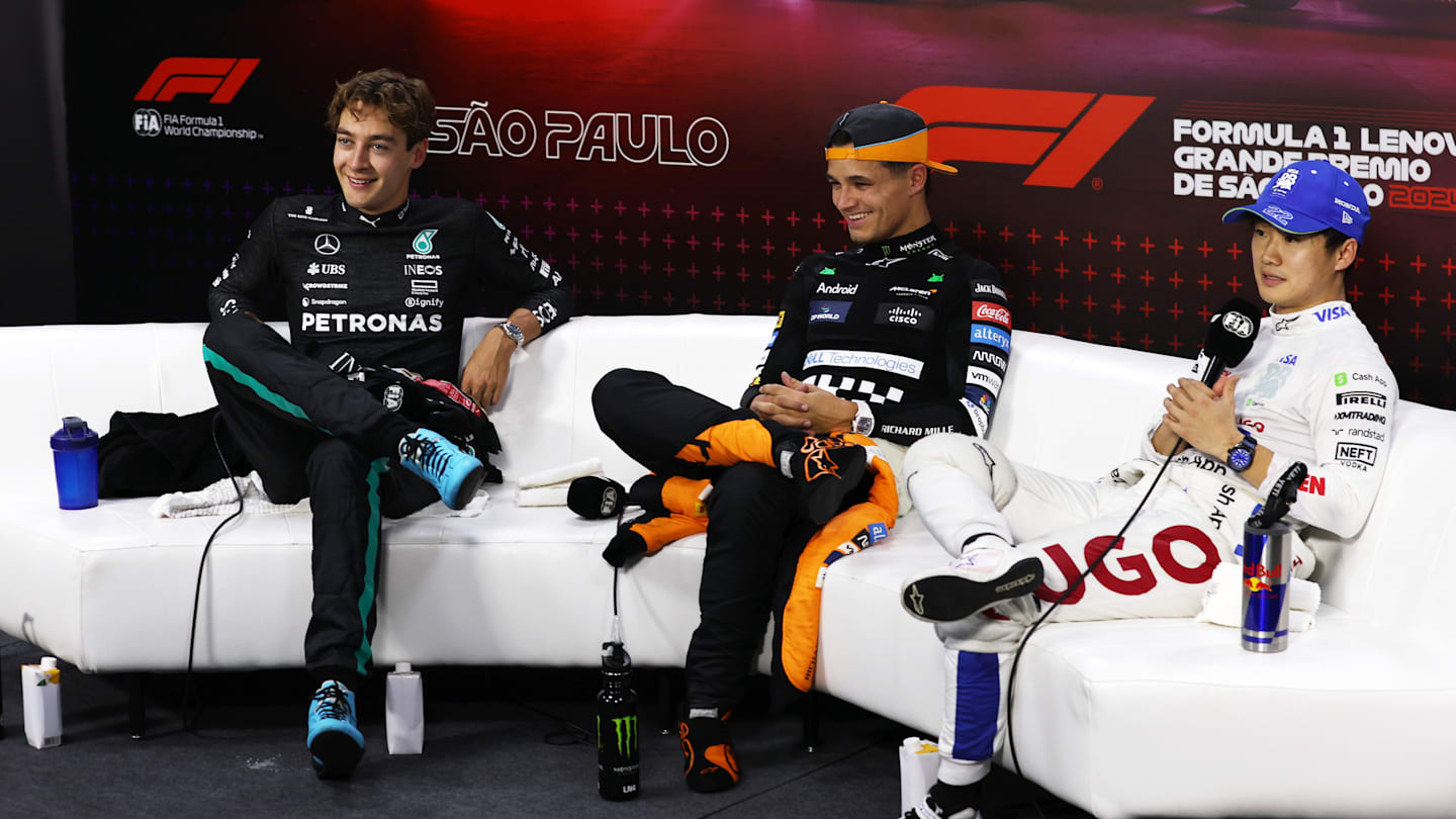 SAO PAULO, BRAZIL - NOVEMBER 03: Pole position qualifier Lando Norris of Great Britain and McLaren,