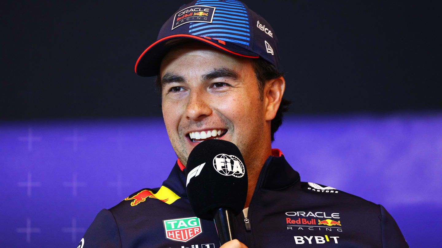 Sergio Perez at a press event