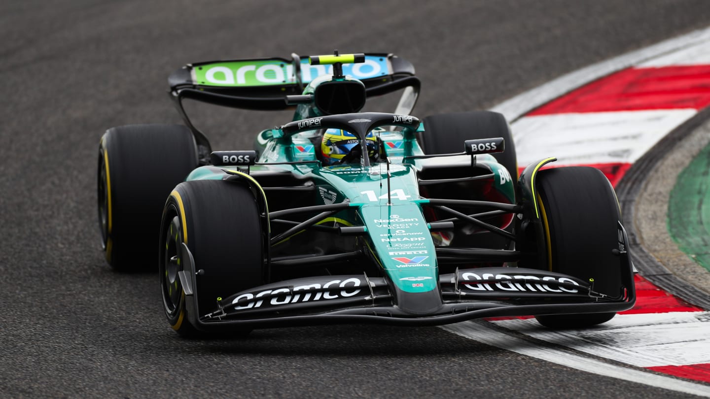 SHANGHAI, CHINA - APRIL 19: Fernando Alonso of Aston Martin and Spain  during Sprint Qualifying