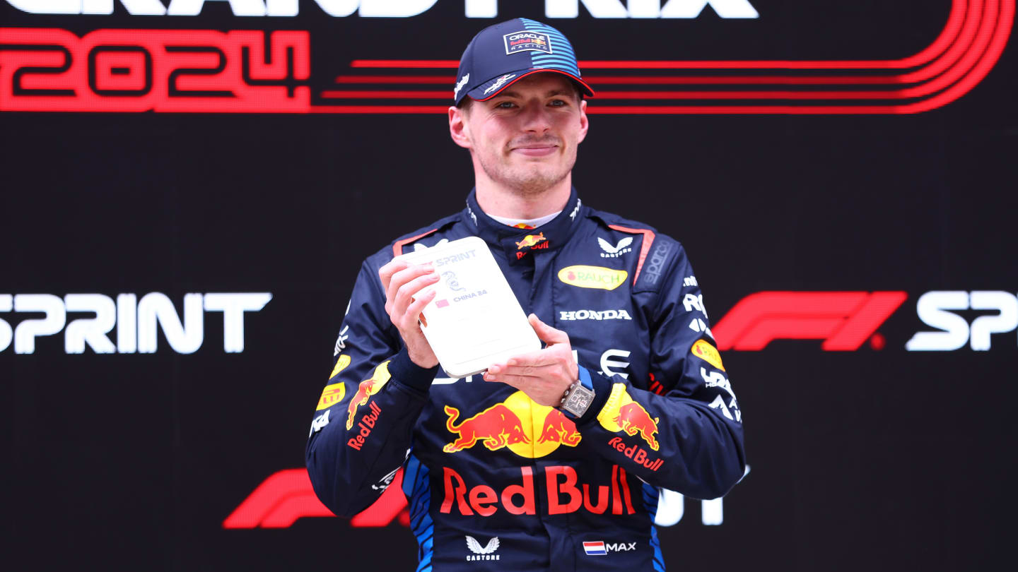 SHANGHAI, CHINA - APRIL 20: Sprint winner Max Verstappen of the Netherlands and Oracle Red Bull