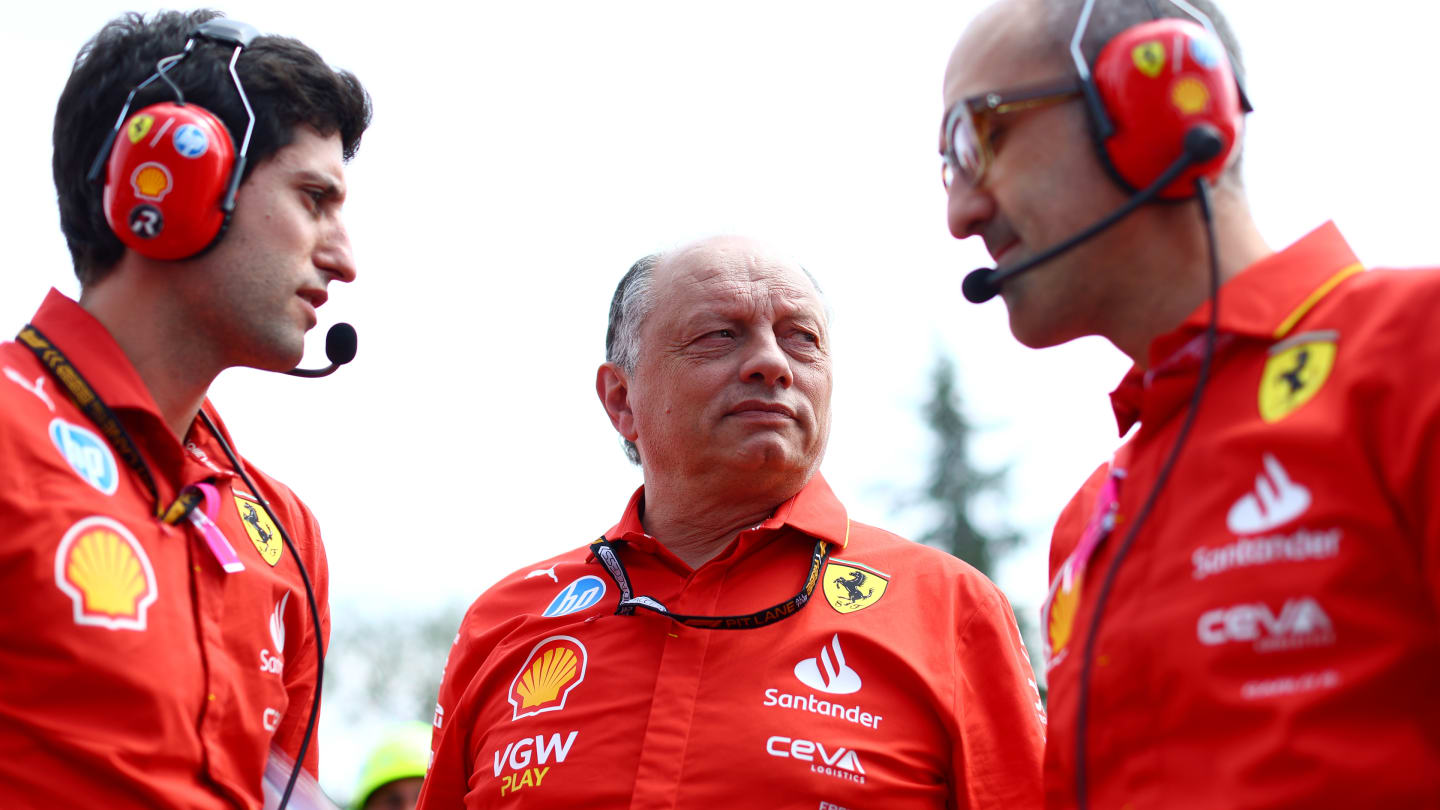 IMOLA, ITALY - MAY 19: Ferrari Team Principal Frederic Vasseur looks on from the grid during the F1