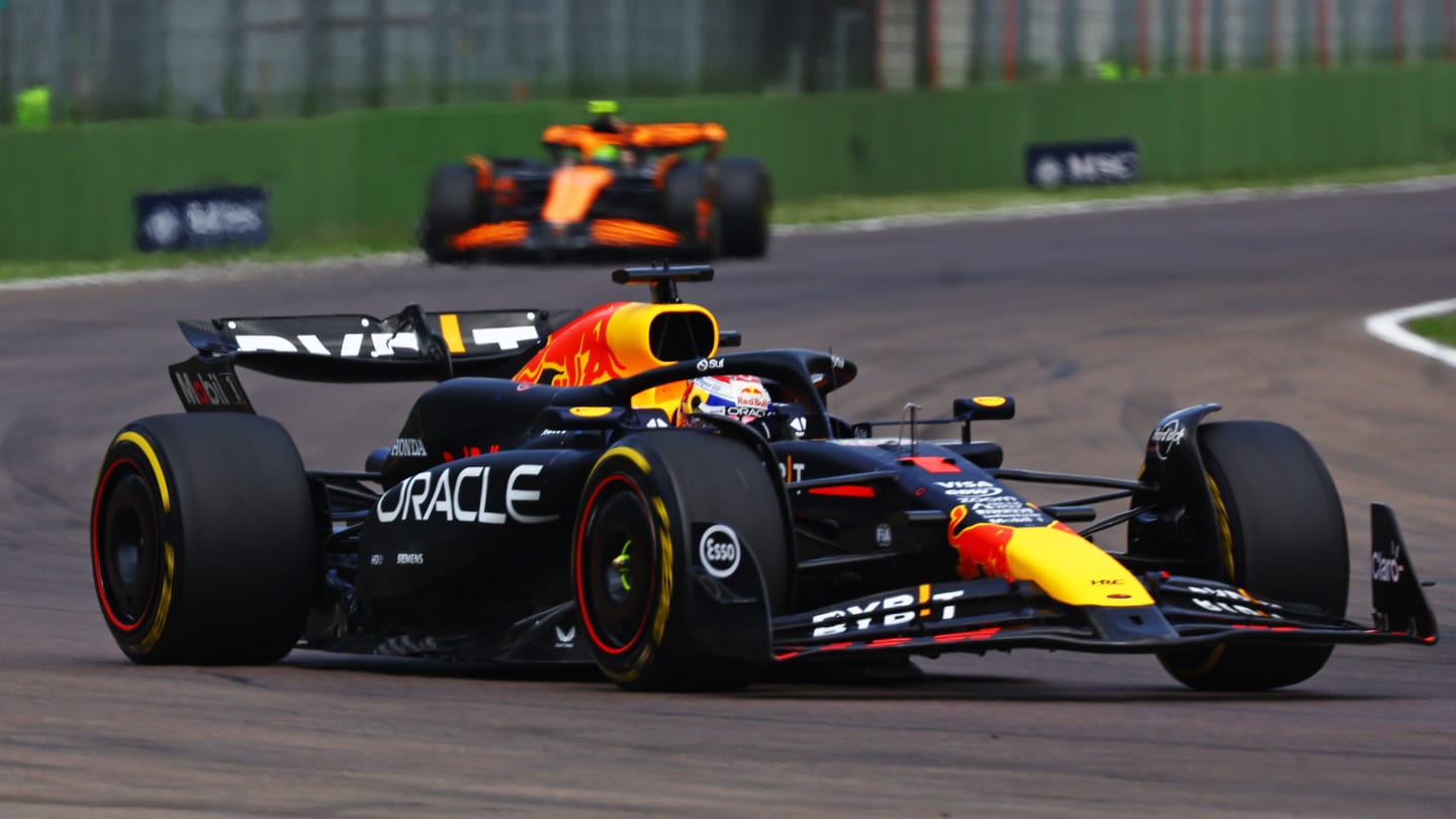 IMOLA, ITALY - MAY 19: Max Verstappen of the Netherlands driving the (1) Oracle Red Bull Racing