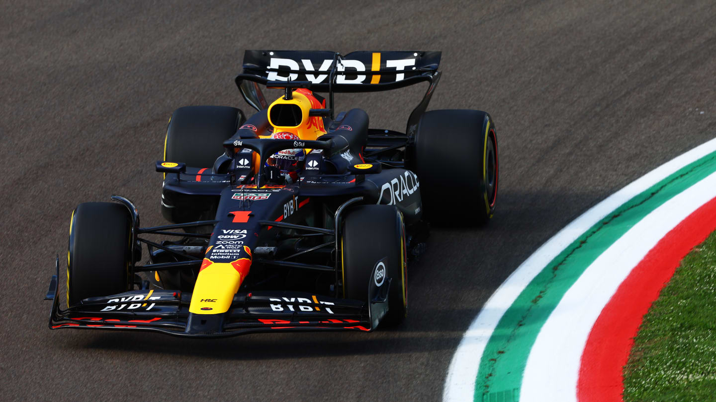 IMOLA, ITALY - MAY 17: Max Verstappen of the Netherlands driving the (1) Oracle Red Bull Racing