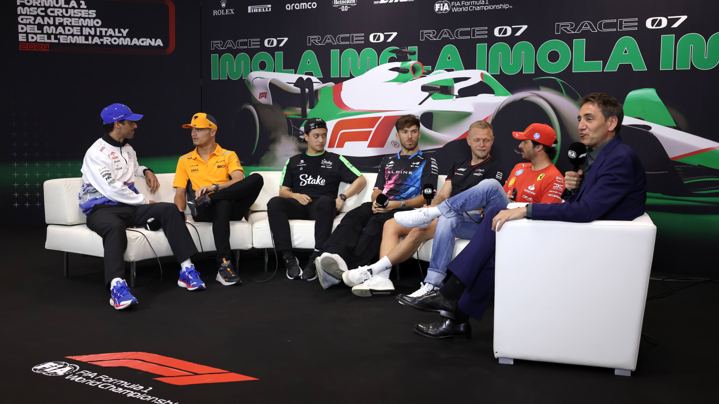 IMOLA, ITALY - MAY 16: Daniel Ricciardo of Australia and Visa Cash App RB, Lando Norris of Great