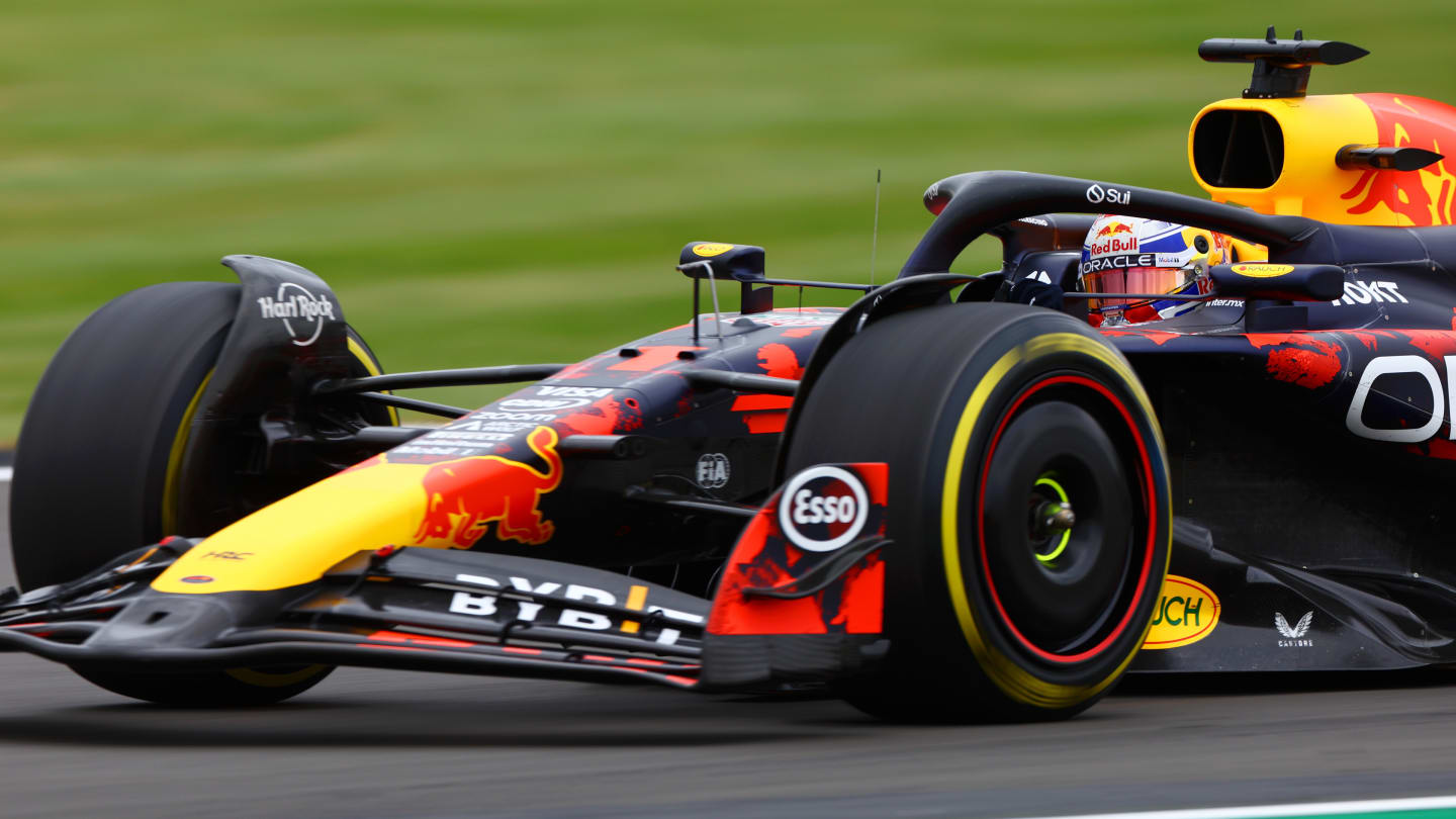 NORTHAMPTON, ENGLAND - JULY 05: Max Verstappen of the Netherlands driving the (1) Oracle Red Bull