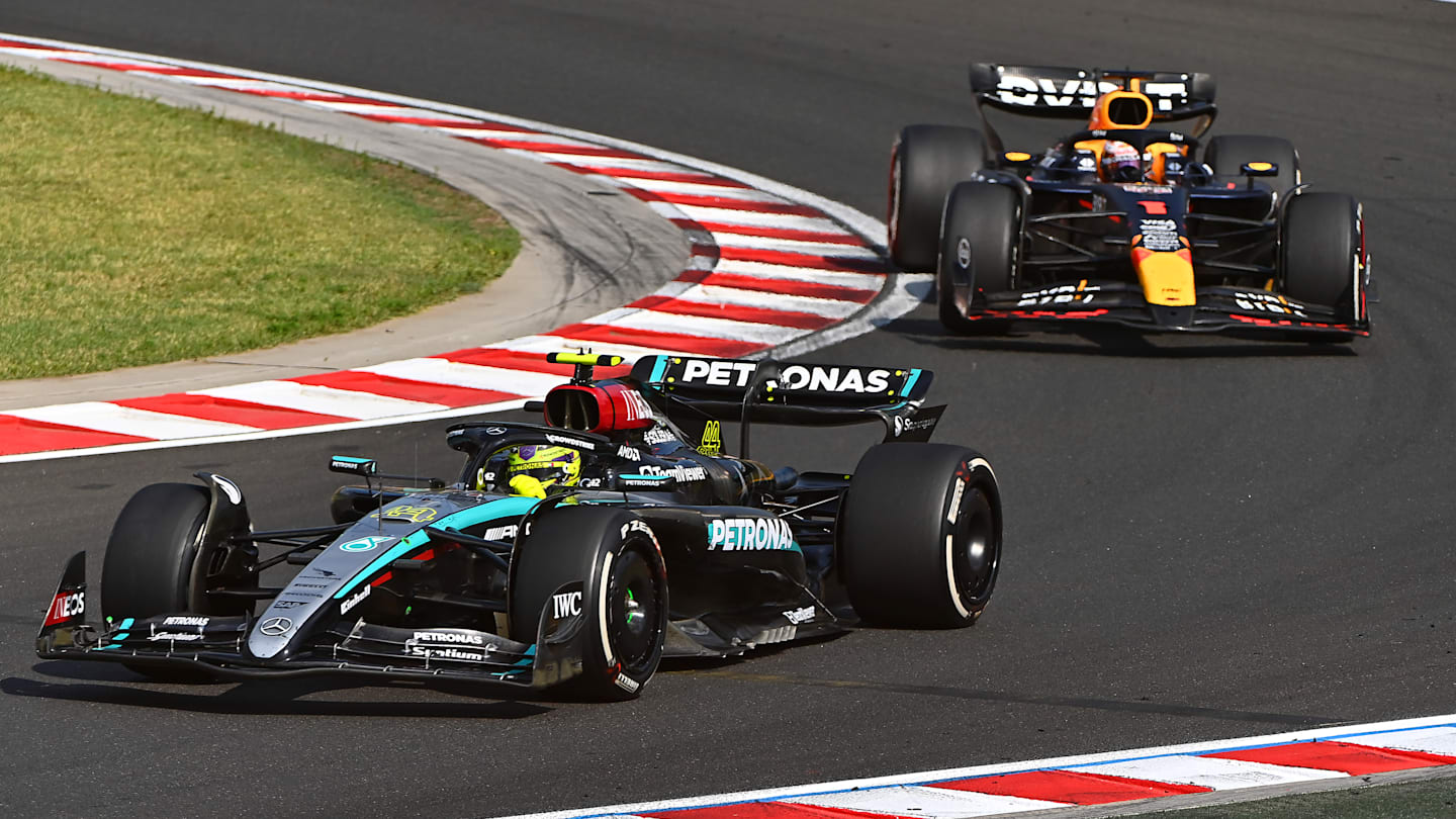 BUDAPEST, HUNGARY - JULY 21: Lewis Hamilton of Great Britain driving the (44) Mercedes AMG Petronas