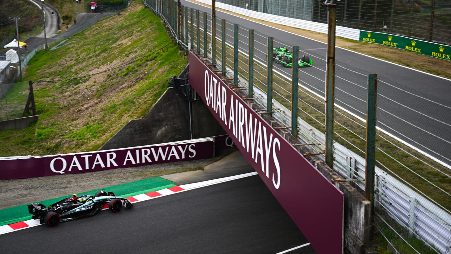 SUZUKA, JAPAN - APRIL 05: Lewis Hamilton of Great Britain driving the (44) Mercedes AMG Petronas F1