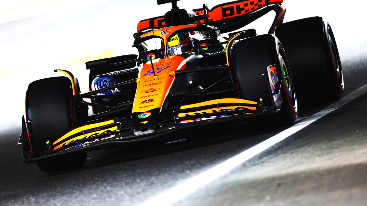 McLaren's Australian driver Oscar Piastri drives during the second practice session ahead of the