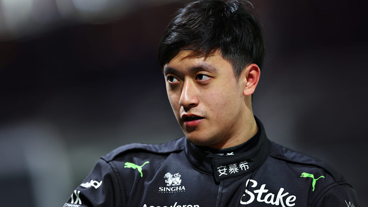 LAS VEGAS, NEVADA - NOVEMBER 23: Zhou Guanyu of China driving the (24) Kick Sauber C44 Ferrari on