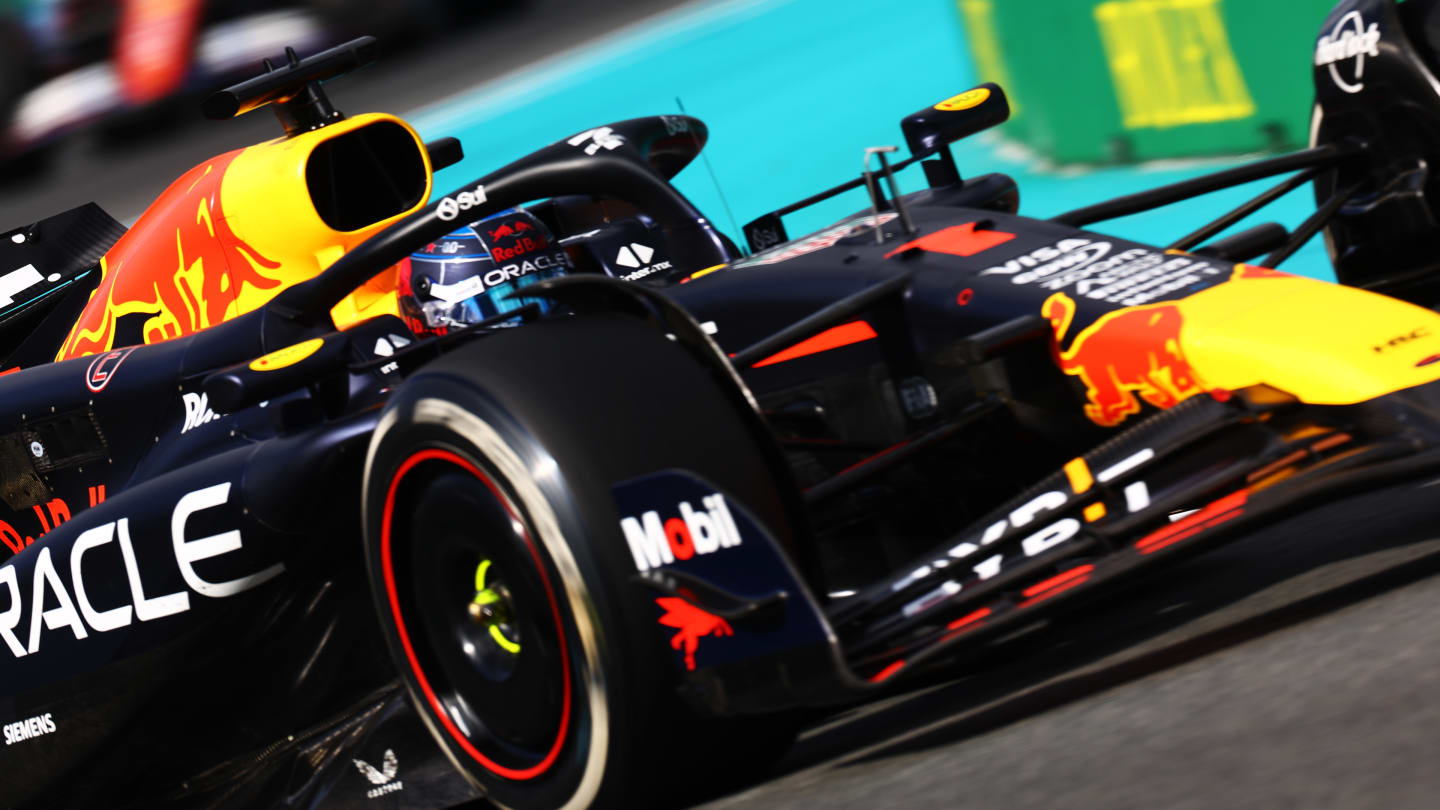 MIAMI, FLORIDA - MAY 05: Max Verstappen of the Netherlands driving the (1) Oracle Red Bull Racing