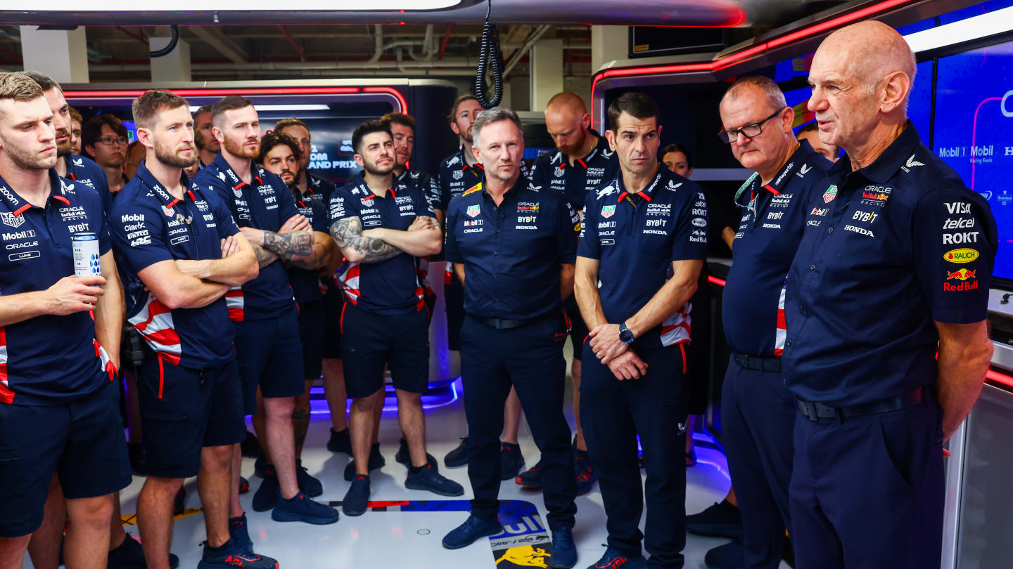 MIAMI, FLORIDA - MAY 03: Adrian Newey, the Chief Technical Officer of Oracle Red Bull Racing talks