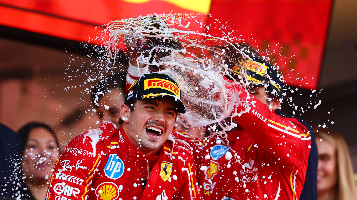 MONTE-CARLO, MONACO - MAY 26: Race winner Charles Leclerc of Monaco and Ferrari and Third placed