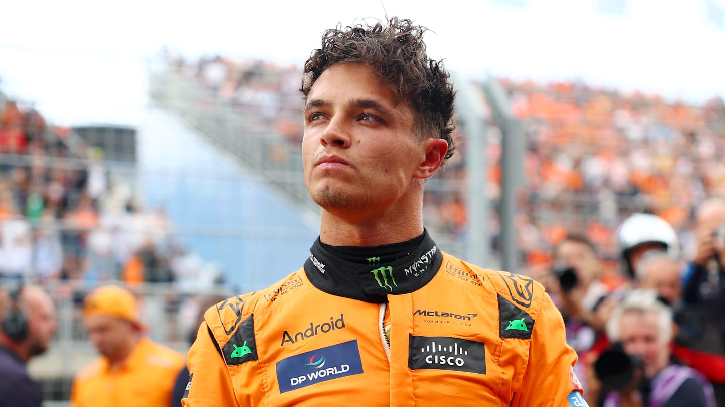 ZANDVOORT, NETHERLANDS - AUGUST 24: Pole position qualifier Lando Norris of Great Britain and