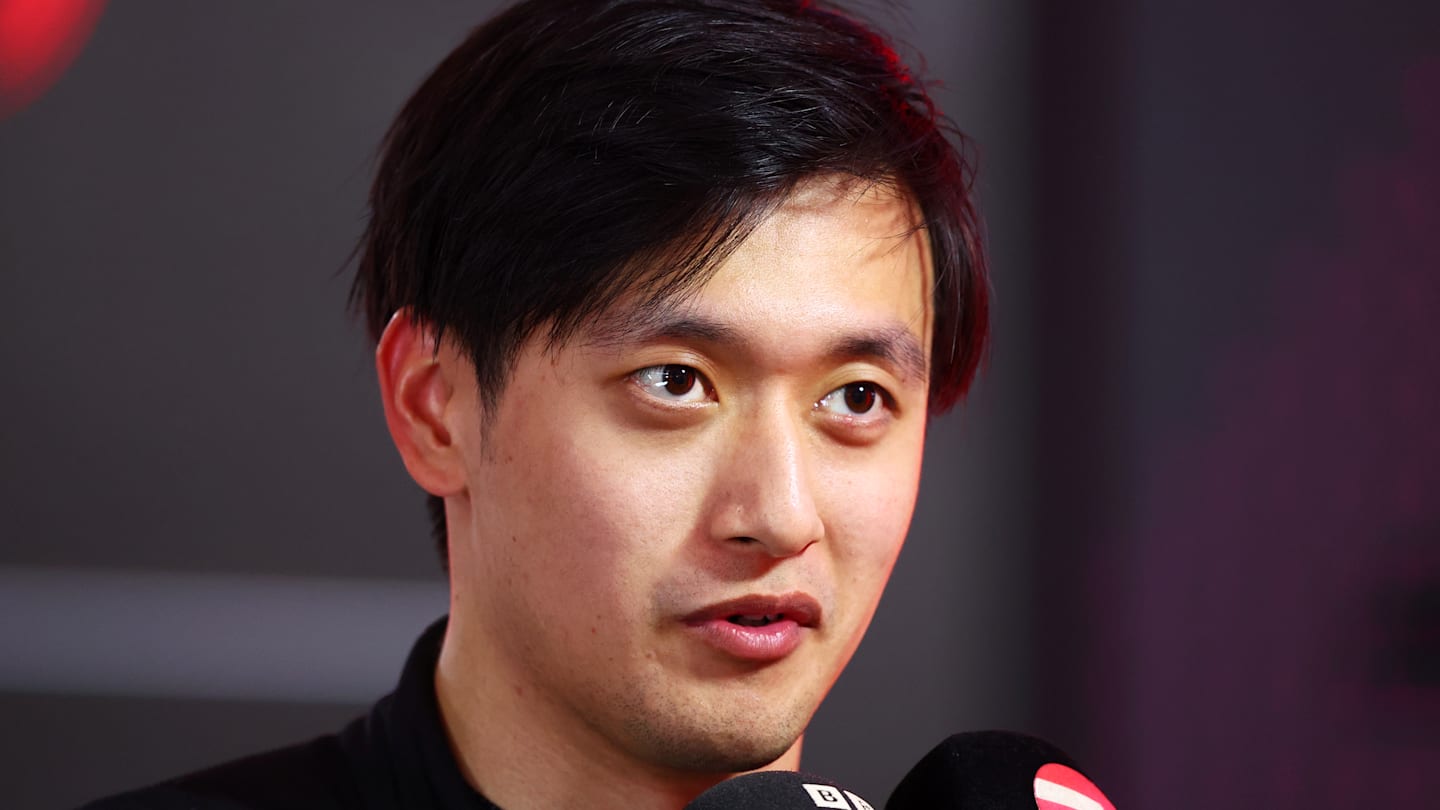 LUSAIL CITY, QATAR - NOVEMBER 30: Zhou Guanyu of Stake F1 Kick Sauber and China talks to the press