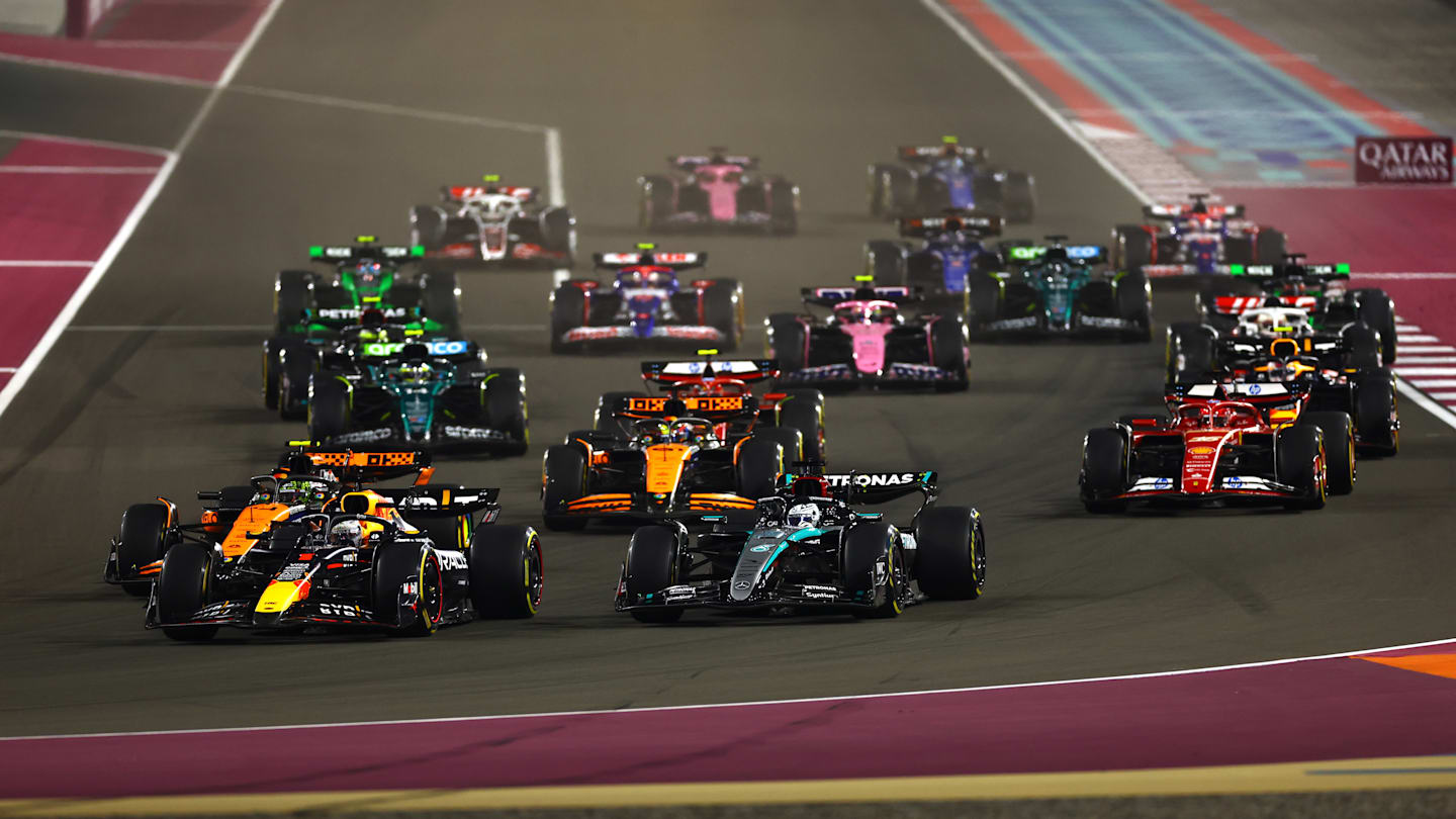 LUSAIL CITY, QATAR - DECEMBER 01: George Russell of Great Britain driving the (63) Mercedes AMG