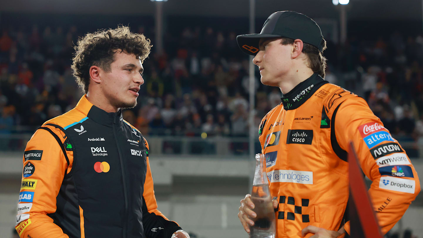 LUSAIL CITY, QATAR - NOVEMBER 30: Second placed Lando Norris of Great Britain and McLaren and Race