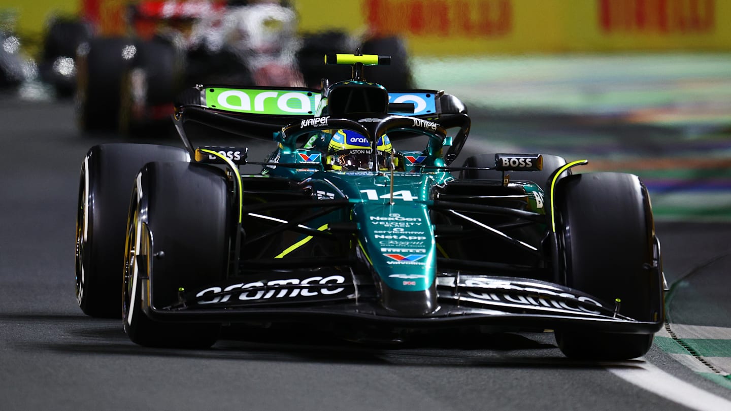 JEDDAH, SAUDI ARABIA - MARCH 09: Fernando Alonso of Spain driving the (14) Aston Martin AMR24