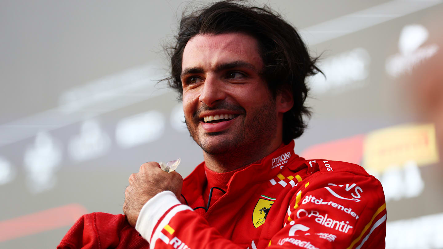 AUSTIN, TEXAS - OCTOBER 19: Third placed qualifier Carlos Sainz of Spain and Ferrari looks on in