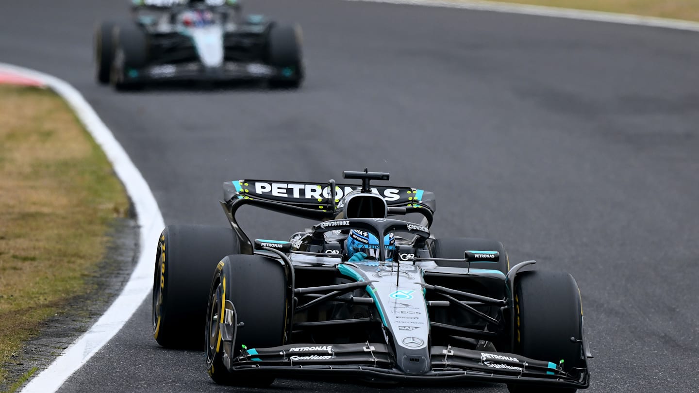SUZUKA, JAPAN - APRIL 06: George Russell of Great Britain driving the (63) Mercedes AMG Petronas F1