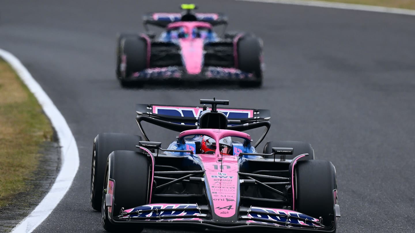 SUZUKA, JAPAN - APRIL 06: Pierre Gasly of France driving the (10) Alpine F1 A525 Renault leads Jack
