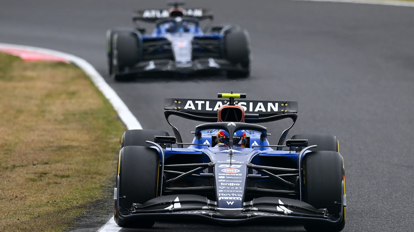 SUZUKA, JAPAN - APRIL 06: Carlos Sainz of Spain driving the (55) Williams FW47 Mercedes leads