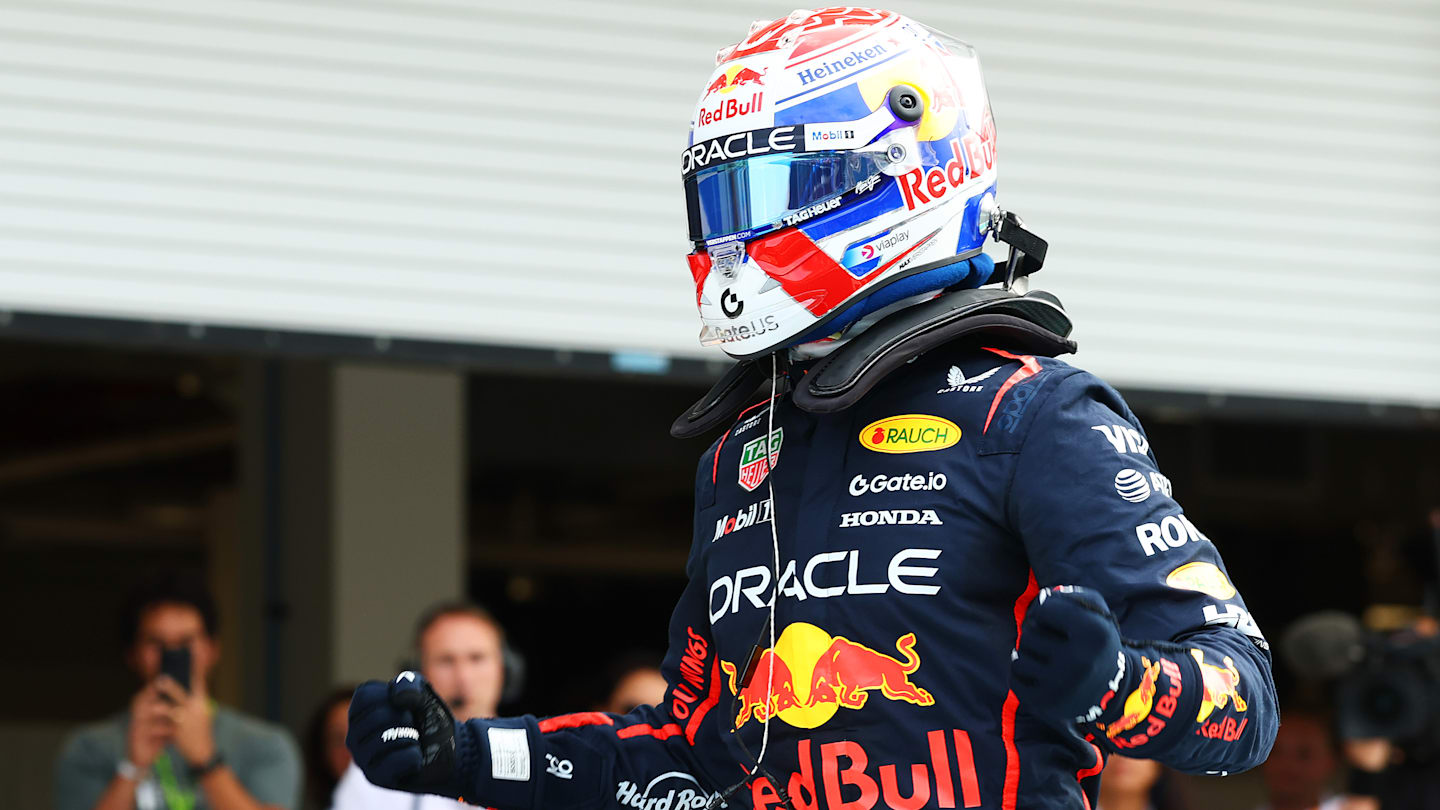 MIAMI, FLORIDA - MAY 03: Pole position qualifier Max Verstappen of the Netherlands and Oracle Red