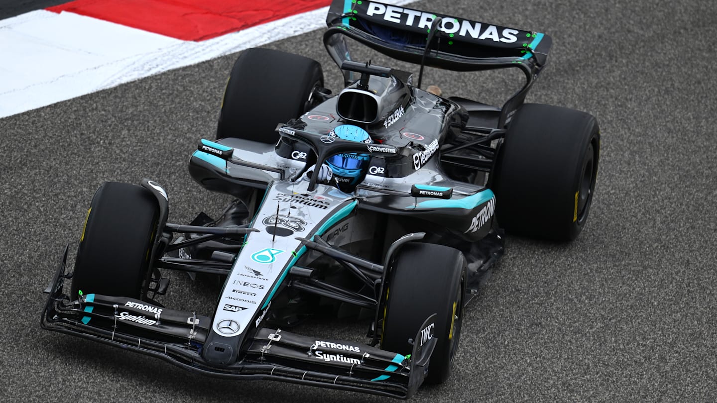 BAHRAIN, BAHRAIN - FEBRUARY 26: George Russell of Great Britain driving the (63) Mercedes AMG