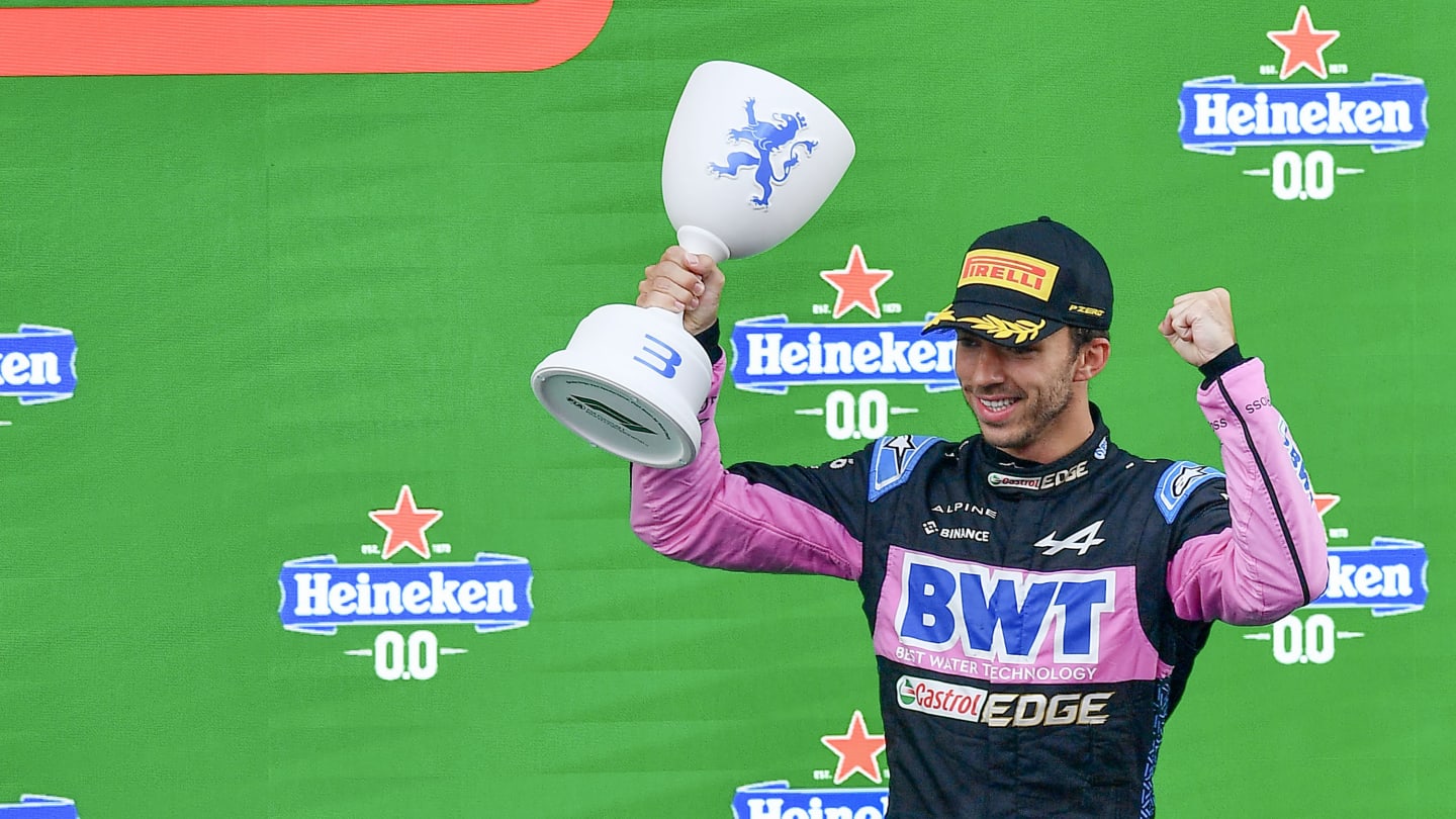 ZANDVOORT, NETHERLANDS - AUGUST 27: Pierre Gasly of France and BWT Alpine F1 Team celebrates on the