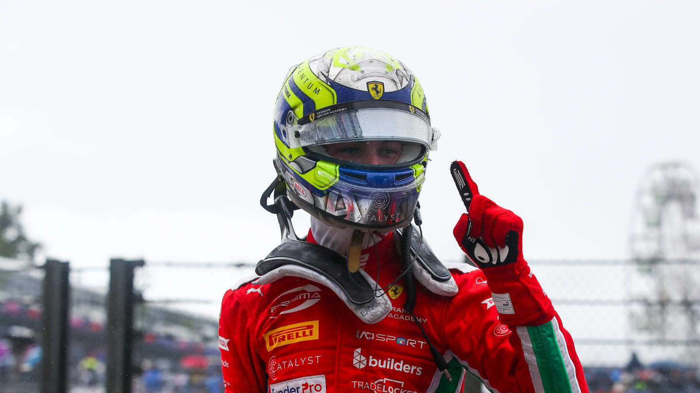 SPA, BELGIUM - JULY 28: Pole position qualifier Oliver Bearman of Great Britain and PREMA Racing