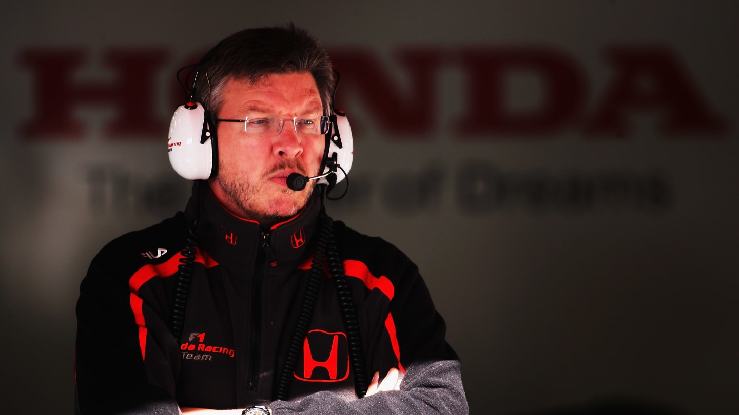 BARCELONA, SPAIN - FEBRUARY 03:  Team Principal of Honda Formula 1, Ross Brawn keeps an eye on the